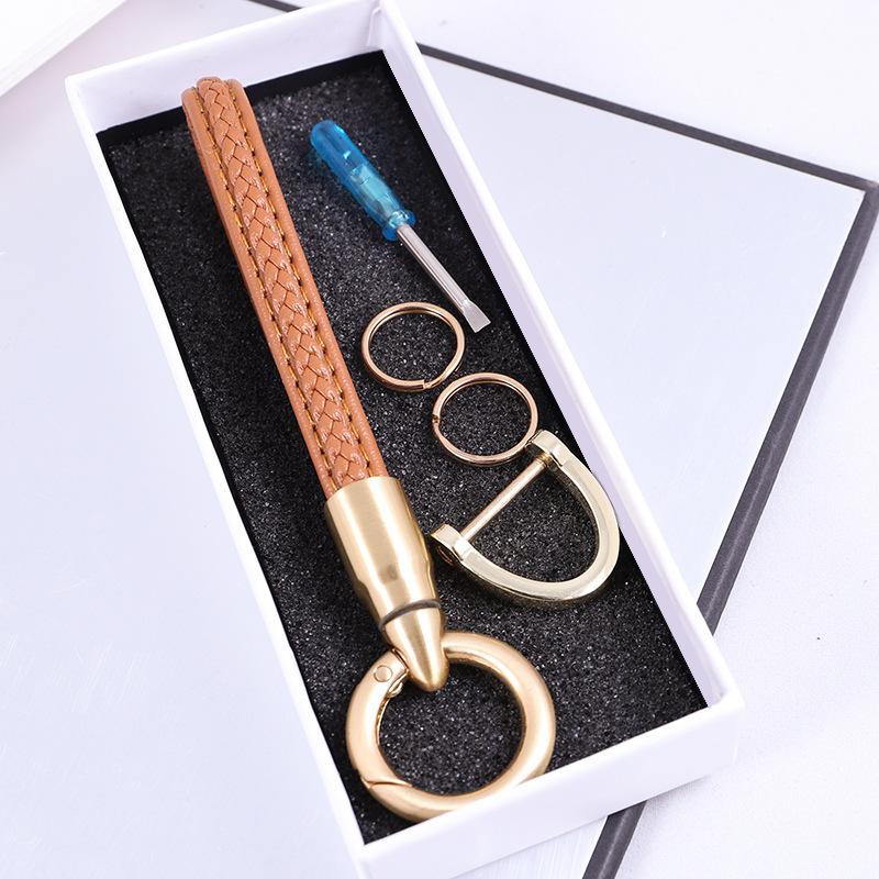 Creative Bullet Rotating Keychain Men's and Women's Leather Car Keychain Alloy Pendant