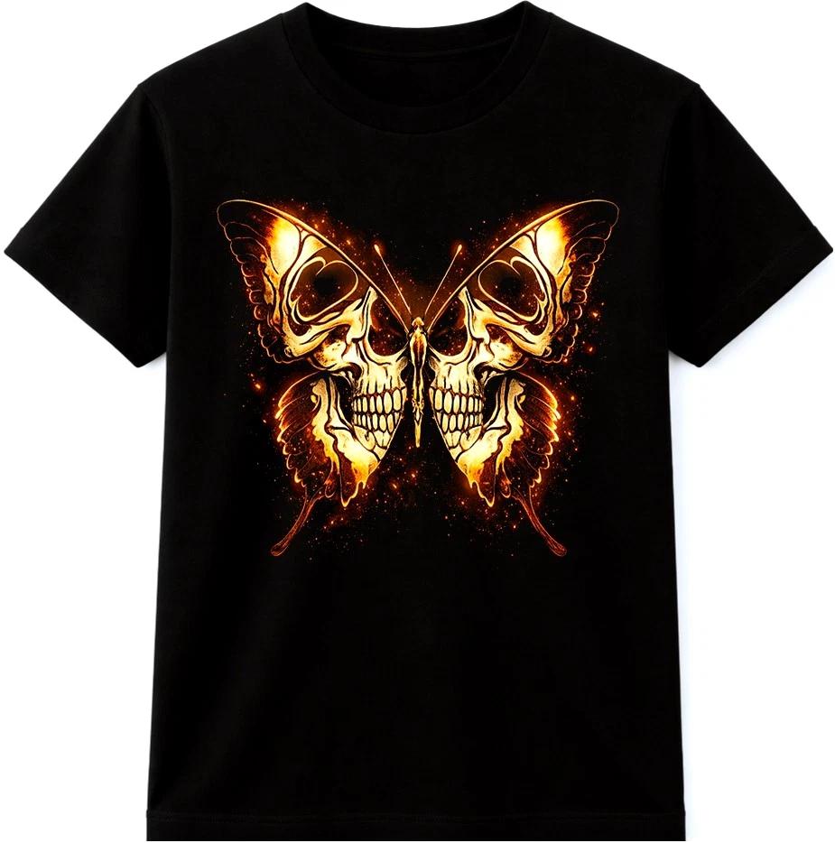Gothic Butterfly Skull T Shirt Dark Art Insect Vintage Graphic Tee M