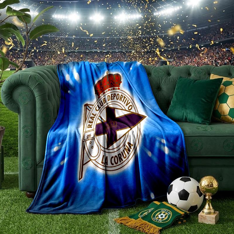 Deportivo A Coruna Crest Throws Blanket Flannel Blankets Plush for Couch Bed Gifts for Men Women Travel picnic blanket Christmas fan gifts
