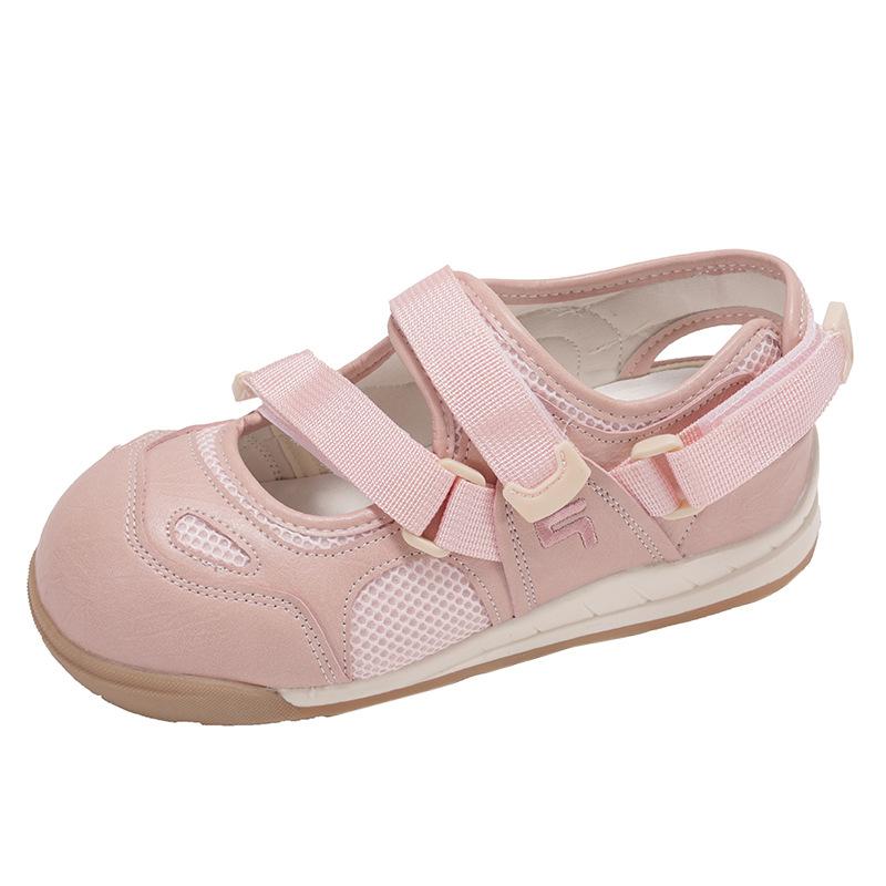 

Round head versatile Mary Jane Velcro little white shoes women s new summer mesh breathable thick-soled lazy single shoes 40