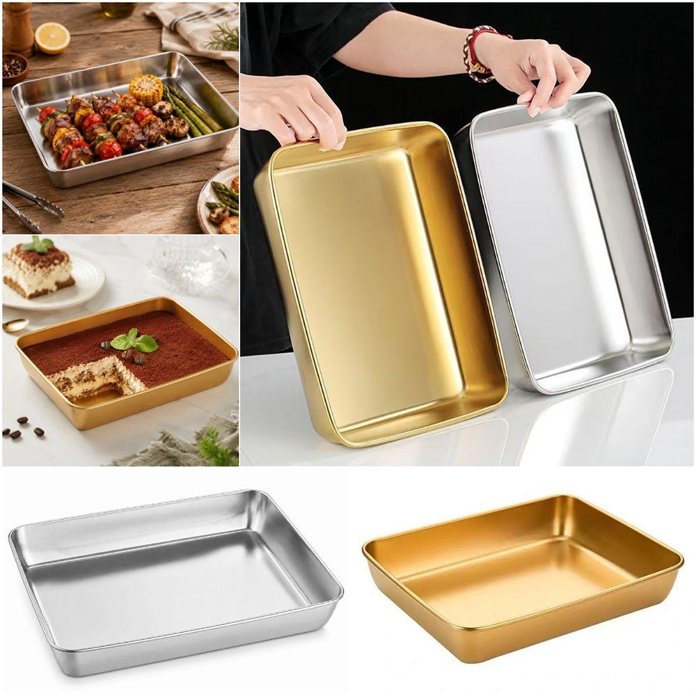 Gold Silver Multi-sizes Tray Stainless Steel BBQ Plate Durable Towel Tray for Homes