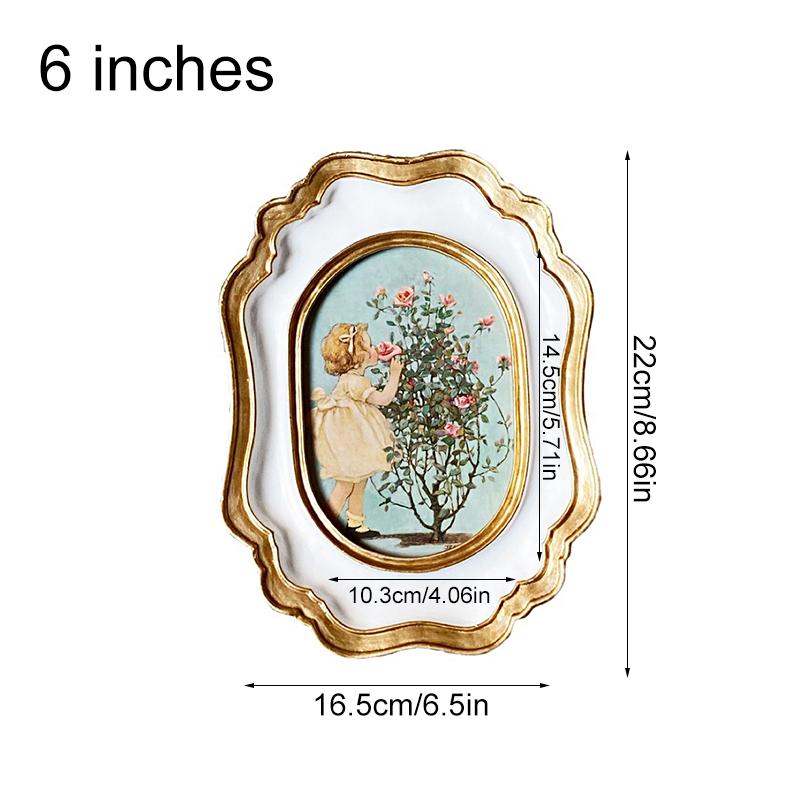 1Pc Desktop Ornaments Originality Wall Hanging Vintage Golden European Style Photo Frame Arrange The Table Resin