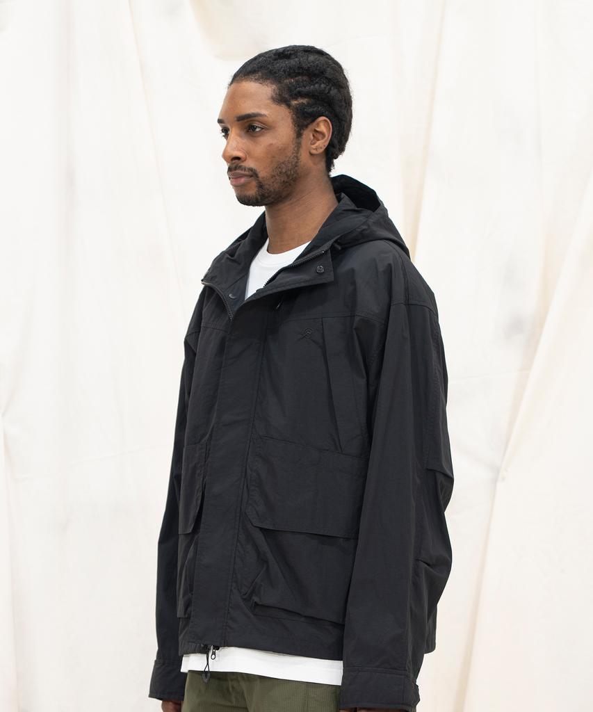Kalapatthar Lightweight Nylon Ripstop Out Pocket Hooded Shell Jacket - Black