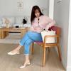 New Arrivals Open Run Slim Fit Crop Cardigan Round Neck Pink Knit