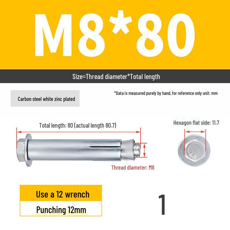 Galvanized External Hex Internal Expansion Bolt Set - M6/M8/M10/M12