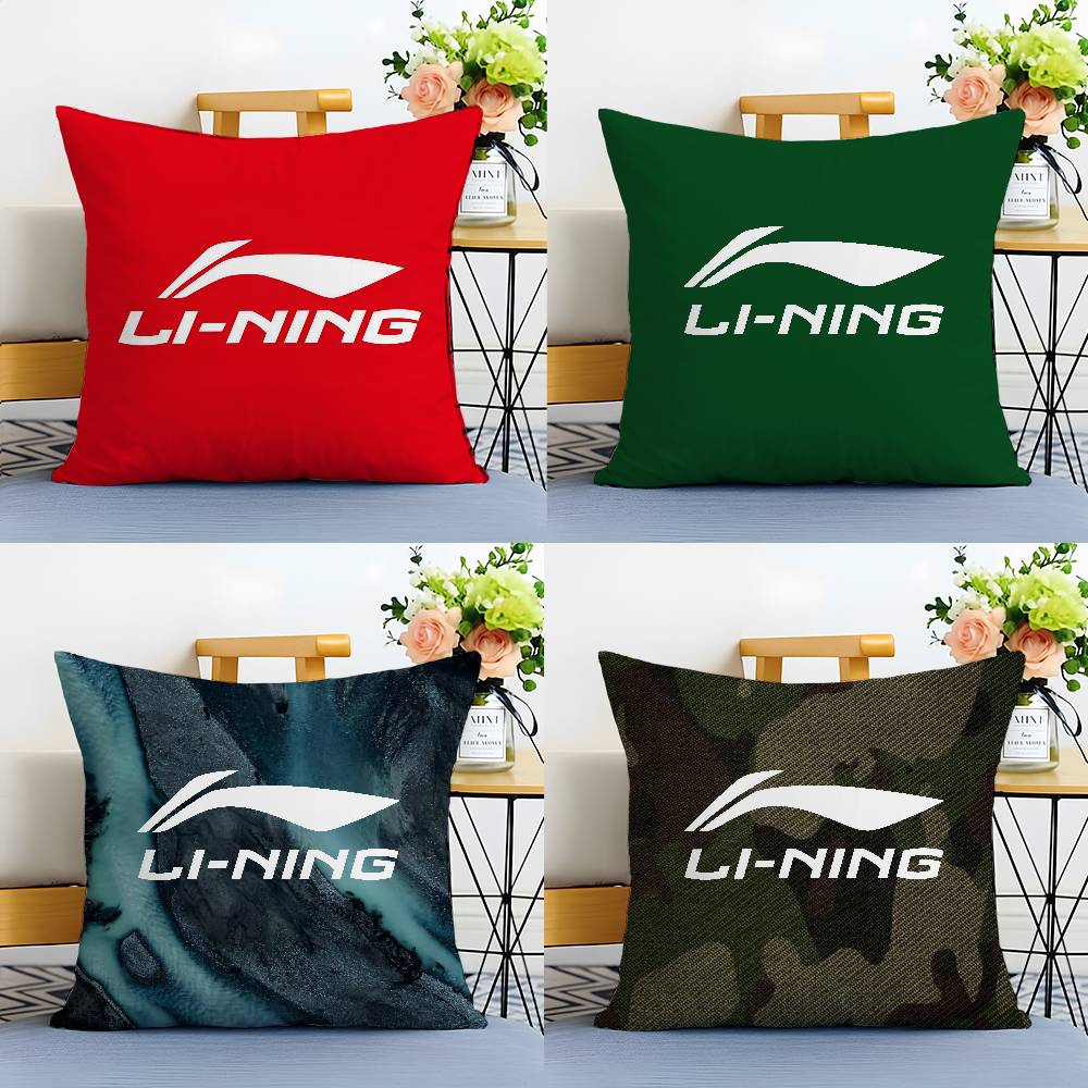 Classic Sports Prints Li-Ning-A Pillow Case Anti-dustmite Pillowcase Invisible Zipper Silky Short Plush Sofa Cushion Cover