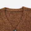 2026 Autumn Women's European & American Heather Yarn Jacquard V-Neck Knit Cardigan Jacket