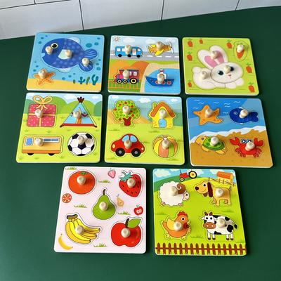 Giocattoli per Bambini Montessori Puzzle in Legno Tavole da Afferrare Giocattoli Bambini Apprendimento Precoce Educativi Cartoni Animati Animali Frutta Veicolo Cognitivo