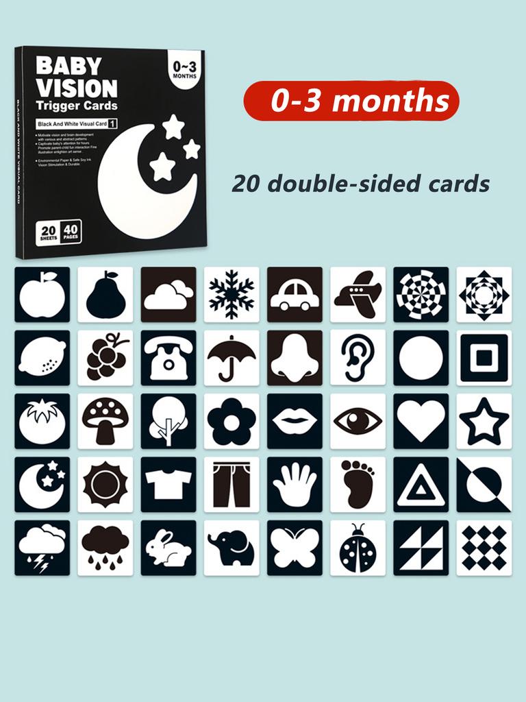 Baby Montessori Schwarz Weiß Karte, Hochkontrast Visuelle Stimulation Lernaktivitätskarten, Frühe Bildung Säuglingsgeschenk