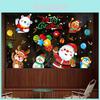 Christmas Static Electricity Stickers With Santa Claus Reindeer Snowman Design For Doors And Windows
