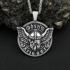 Vintage Nordic Stainless Steel Vikings Odin Head Necklace Men's Mythology Chain Pendant Necklace Punk Biker Male Jewelry Gifts