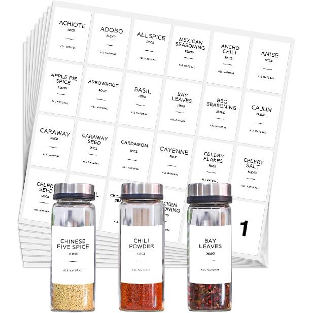 Grevosea 192 Spice Labels,Spice Jar Labels Spice Labels Stickers Preprinted Waterproof Label for Organizing Containers and Seasonings in The Kitchen