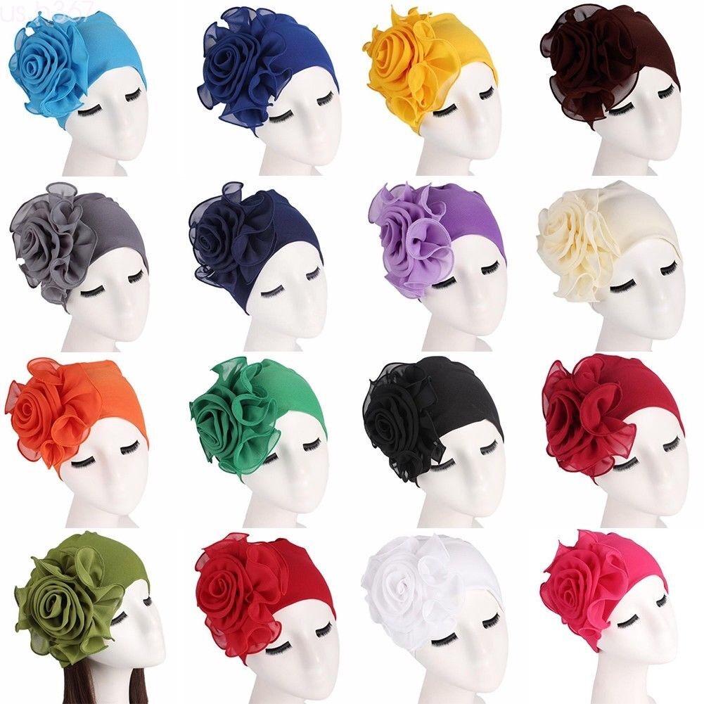 Womens Hair Loss Head Scarf Turban Cap Big Flower Muslim Cancer Chemo Hat Cover