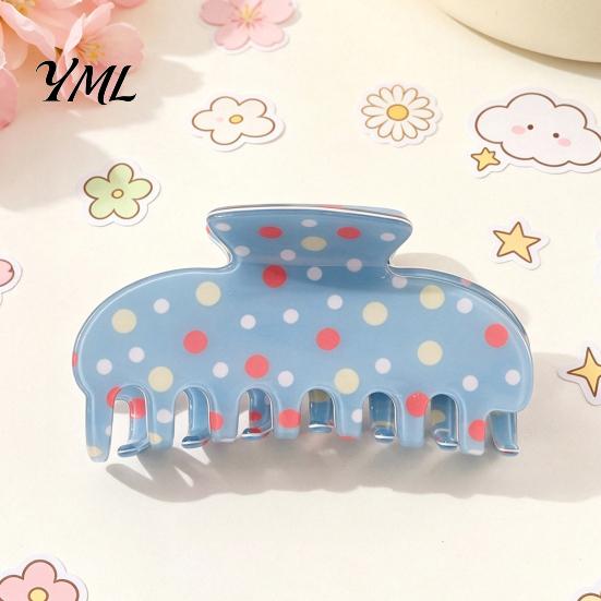 Durable Hair Clamps Colorful Polka Dot Claw Clip for Women, Sweet Macaron Style Non-slip Shark Non Damaging Gripper Thick Hair, Lightweight