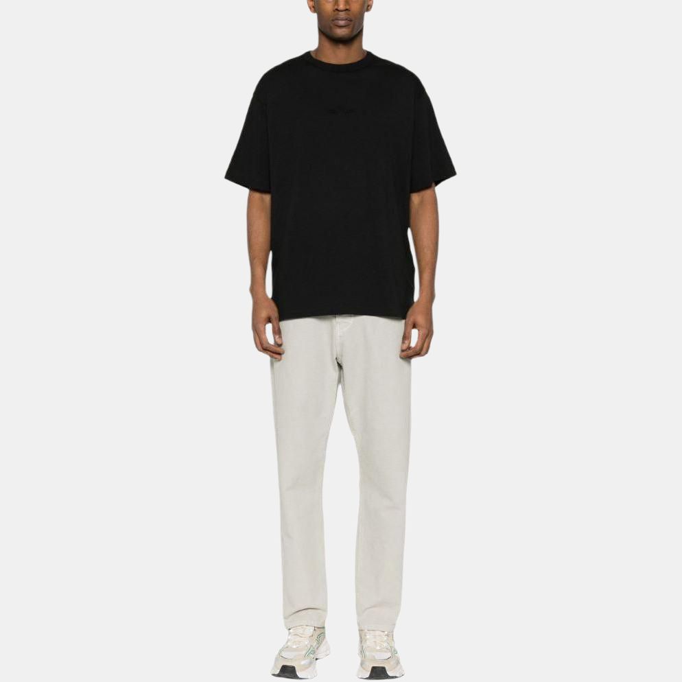 STONE ISLAND Garment Dyed Embroidered Logo T-Shirt Black Men Tops 801520457-V0029