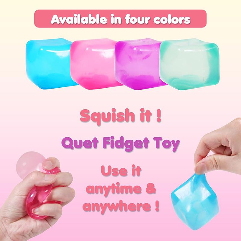 4 Colors Soft Ice Cubes Squishy Toys Stress Relief Balls Slow Rebound Sensory Fidget Toy For Kids Party Favors Birthday Gifts