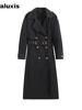 Women's Spring Autumn New Style Windbreaker Loose Double Buckle Belted Denim Jacket Coat British Style Overcoat