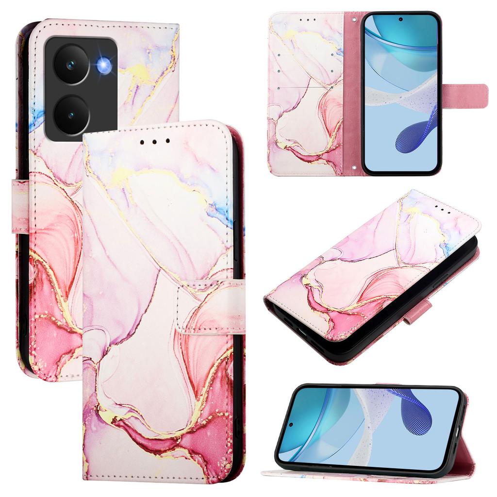 For Realme P3 Ultra 5G Case with Strap Marble Pattern Leather Phone Cover Card Holder