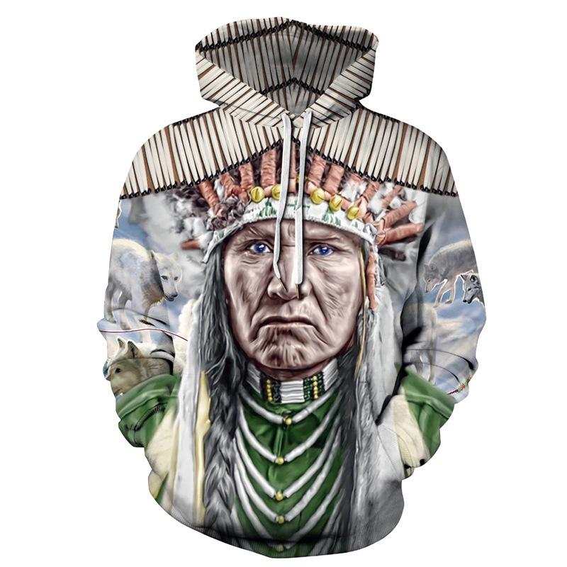 Men Large Size Loose Hooded Sweatshirt Men Sport Pullover 3D Digital Print Hoodies