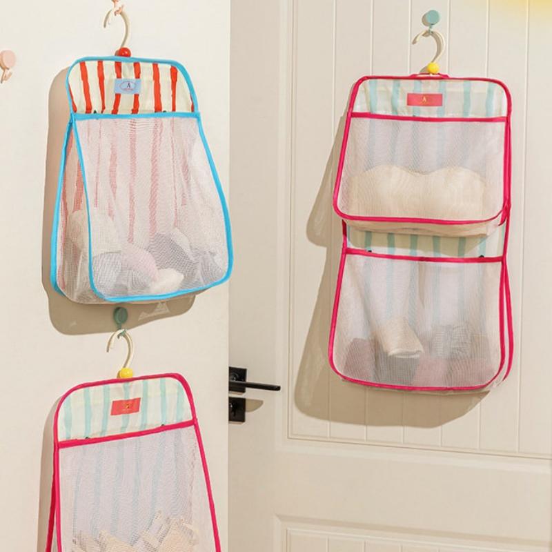 Hanging Mesh Underwear Storage Organizer Large Capacity Smooth Pouch for Closet Bedroom Socks Bra Organization