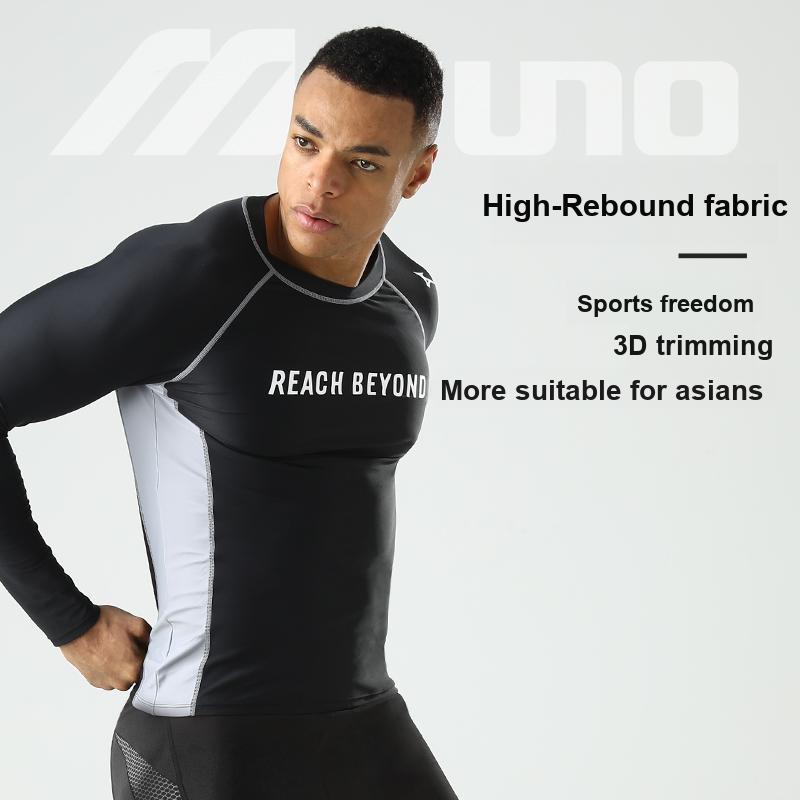 Mizuno Футболка для плавания с длинным рукавом, быстросохнущая, дышащая, устойчивая к хлору, защита от солнца, костюм для серфинга на горячих источниках, мужские топы, черный цвет N2CA2102