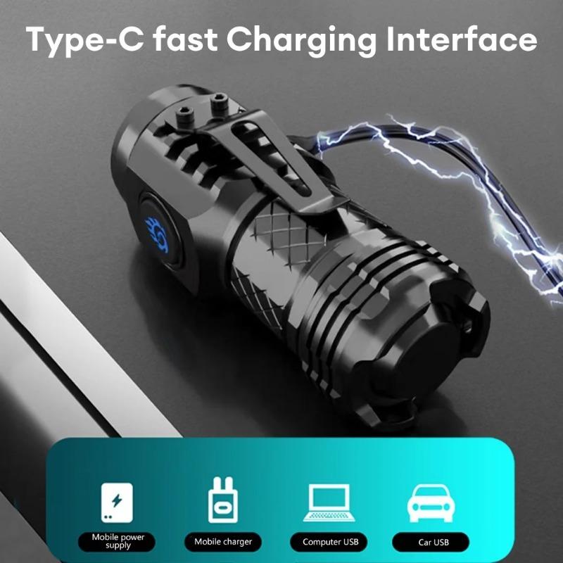 Three-Eyed Monster Mini Flashlight Super Bright Pocket Flashlight Torches 5 Modes Rechargeable & Waterproof Handheld Flashlight