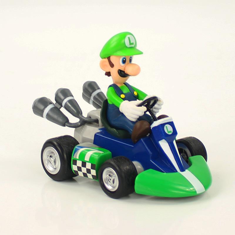 Anime Game Super Mario Bros Karting Luigi Bowser Princess Peach Yoshi Toad Action Figure Toys Pull Back Car For Kids Gifts