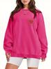 European & American Heart Print Round Neck Long Sleeve Women's Casual Velvet Hoodie - Loose Fit, Trendsetter Style.