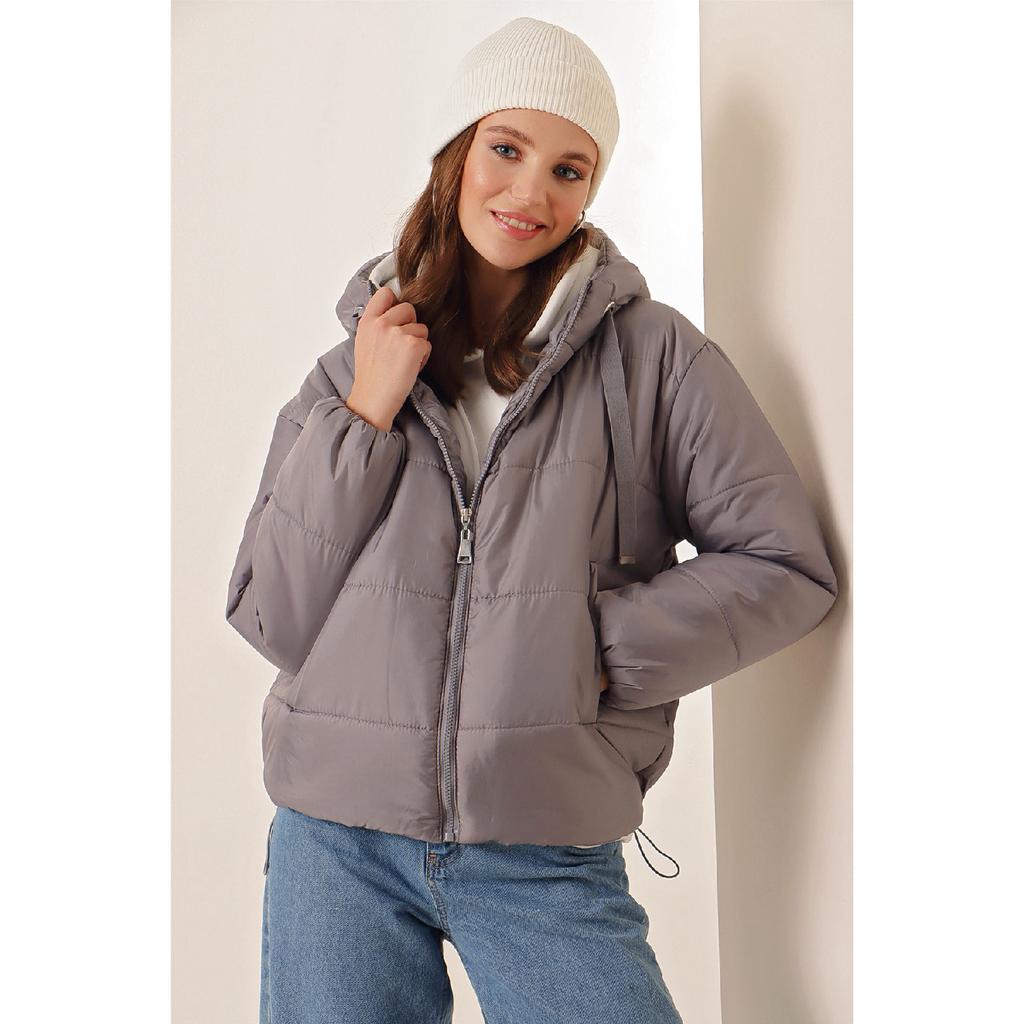 Damen-Daunenjacke mit Kapuze und Reißverschluss Y20w110-7115