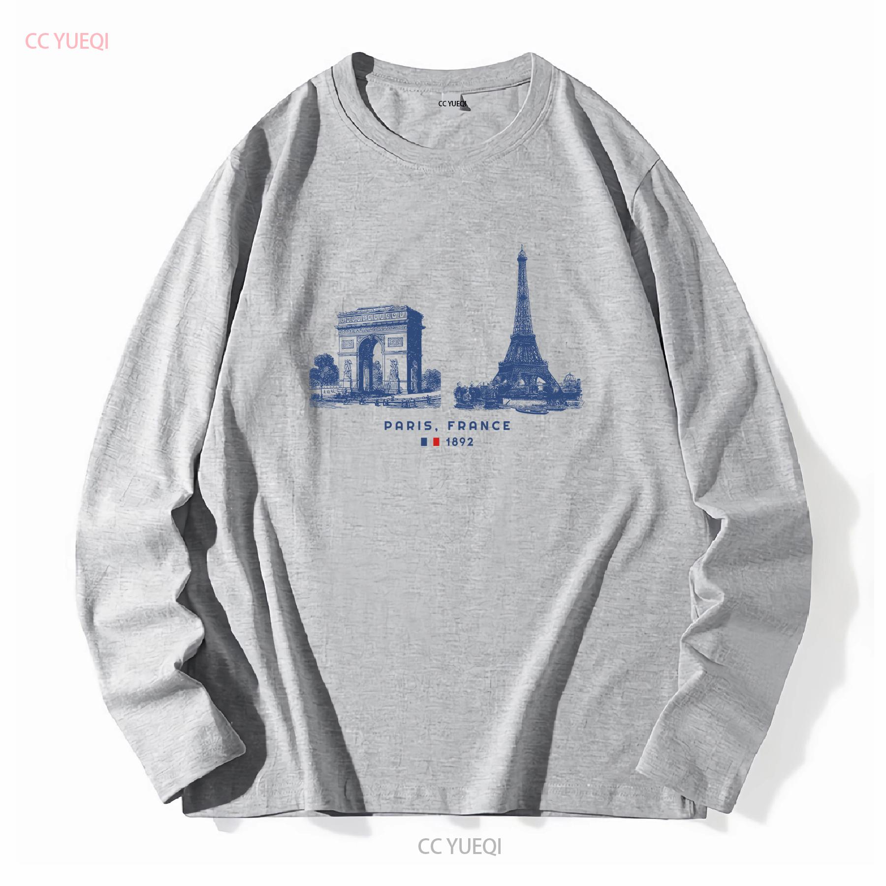 

Paris France T Shirt Vintage Travel Vacation Eiffel Tower Summer long or short sleeves vintage Washed Unisex Casual Stretched 4XL