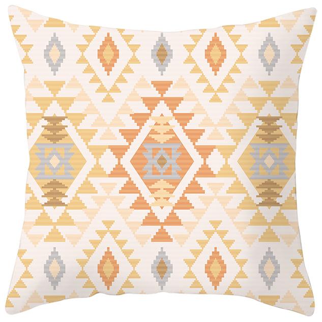 New Ethnic Style Pillow Cover Bohemian Color Geometric Pattern Peach Leather Velvet Retro Pillow Cushion Cover