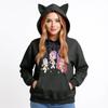 Damemote Casual Langermet trykt Rundhals hettegenser Pullover Topp med lommer
