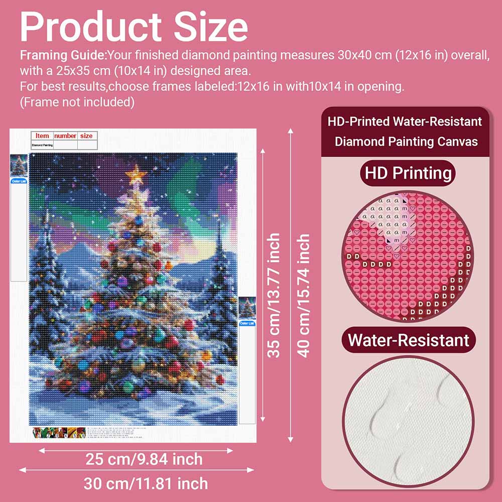 Diamond painting Christmas tree winter snow aurora DIY 5D home room decoration kit