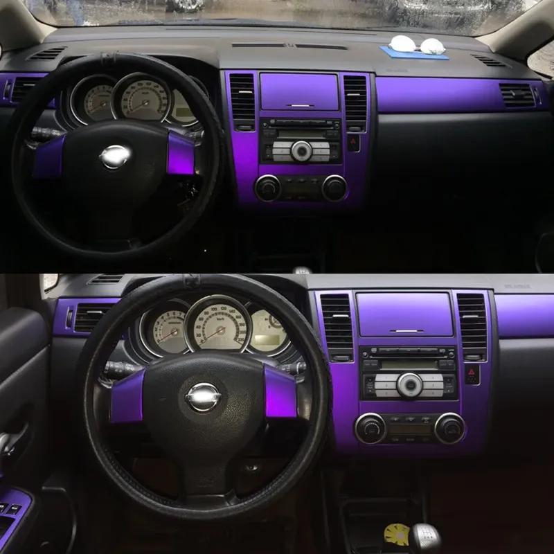 Car-Styling 5D Carbon Fiber Car Interior Center Console Color Change Molding Sticker Decals  For Nissan Tiida 2005-2010