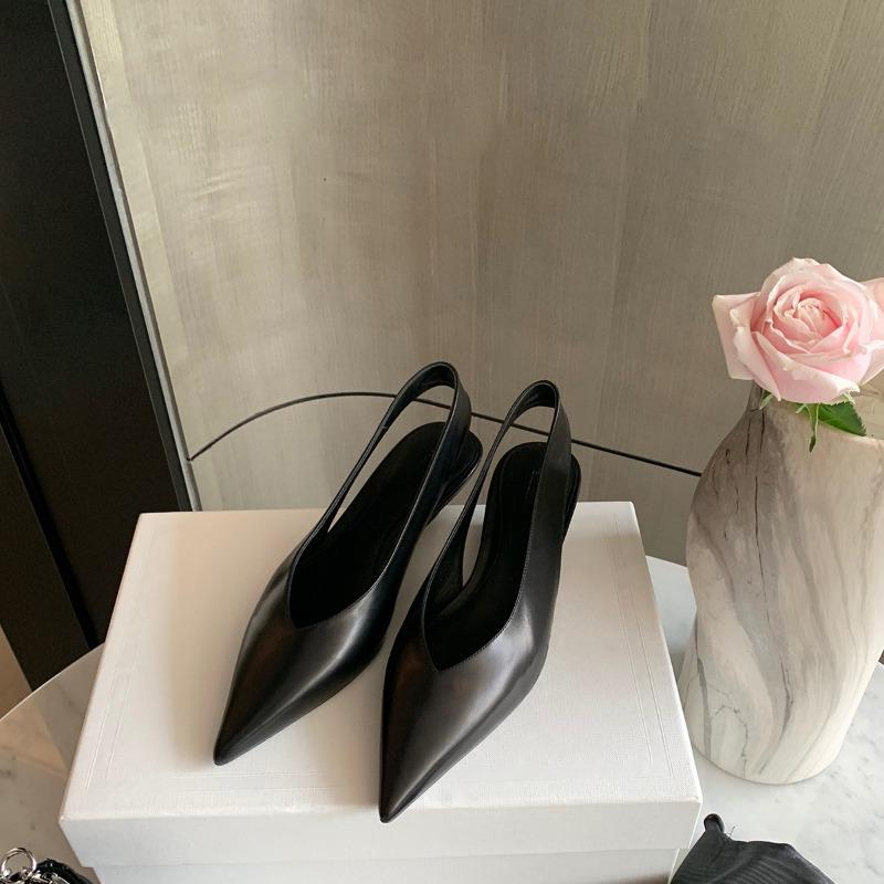 ~ Temperament Sister Elegant Pointed Versatile Light Mouth Tire Cowhide Empty Shoes