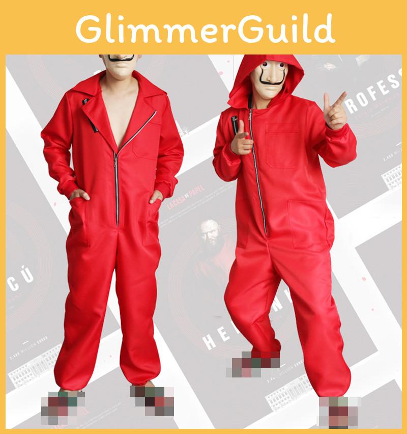 Salvador Dali Money Heist Cosplay Costume For Adults In Stylish Red Jumpsuit Design