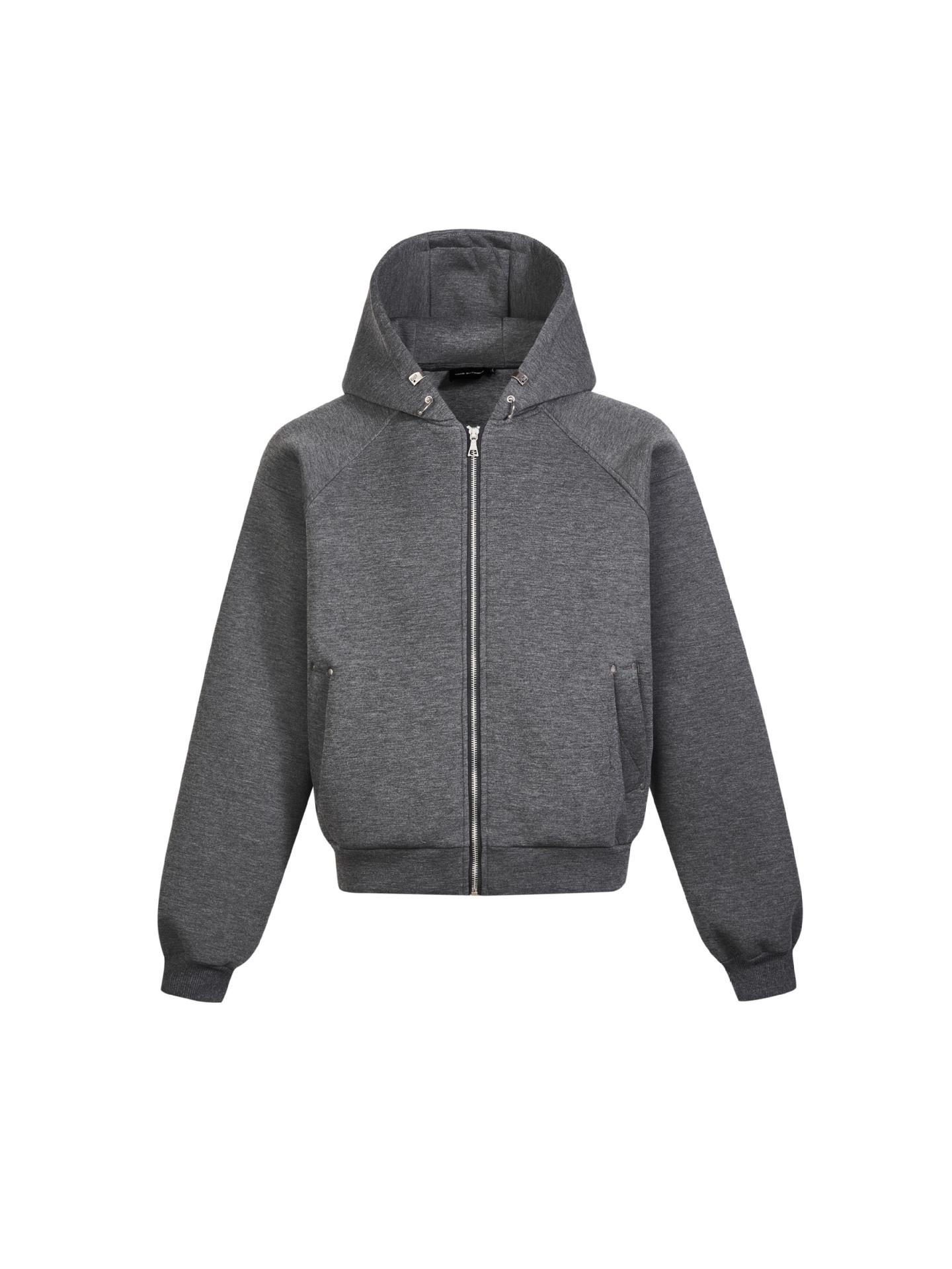 MADEEXTREME Unisex Boxy Wide-Fit Hooded Zip-Up Hoodie for Autumn 2XL темно-серого