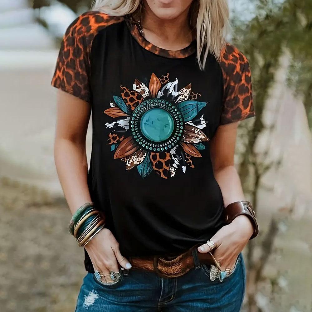 Dámské letní 3D tričko s potiskem s krátkým rukávem Harajuku oblečení Dámské ležérní tričko