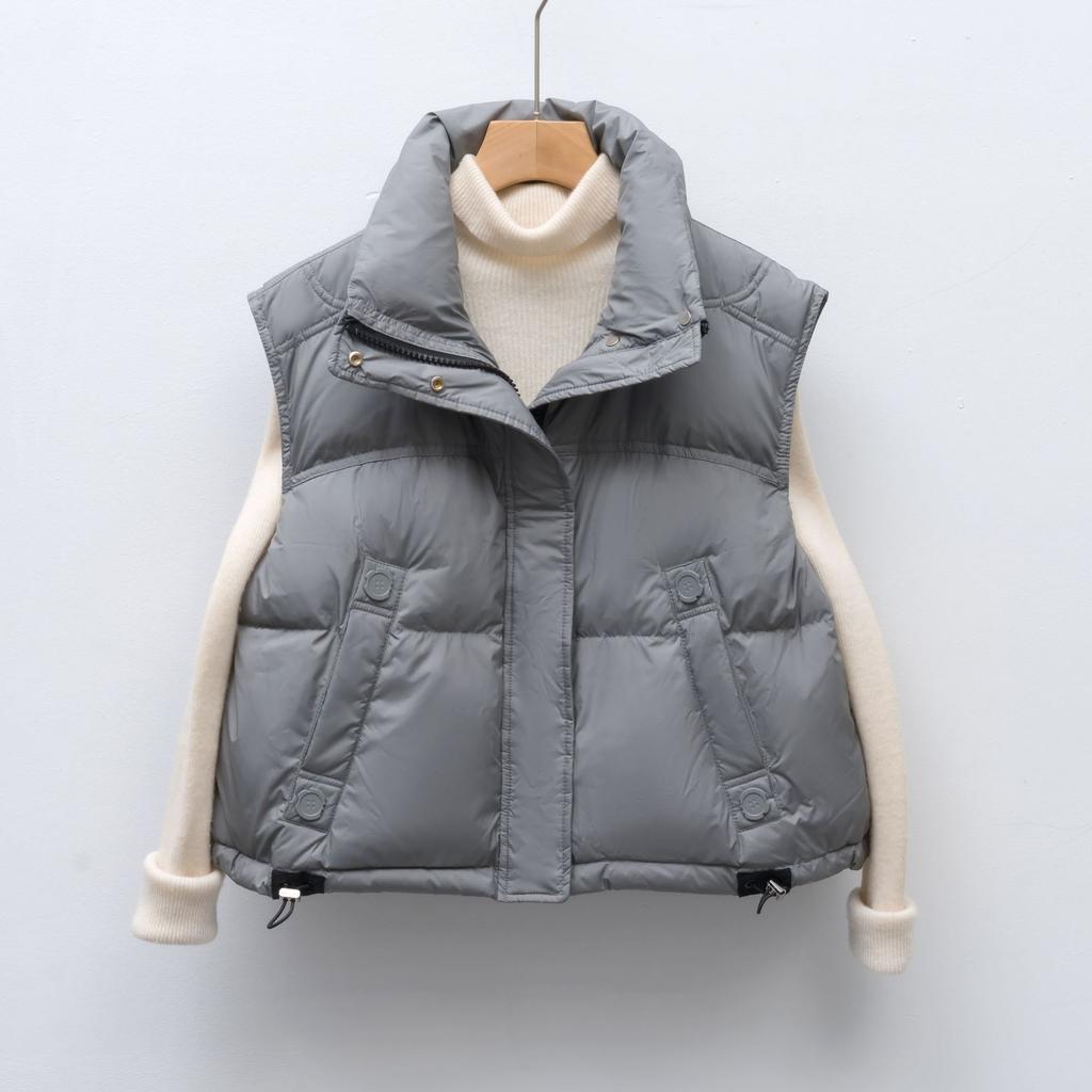 Autumn and winter new women's short style thickened stand-up collar loose plus size fashion vest shoulder down vest