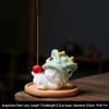 Ceramic Cat Incense Holder: Cute Lion Dance Pet Ornament for Home Décor.