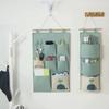 3 Pockets Wall-mounted Storage Bag Cotton and Linen Closet Door Sundries Clothes Cosmetic Toys Organizer For Bedroom