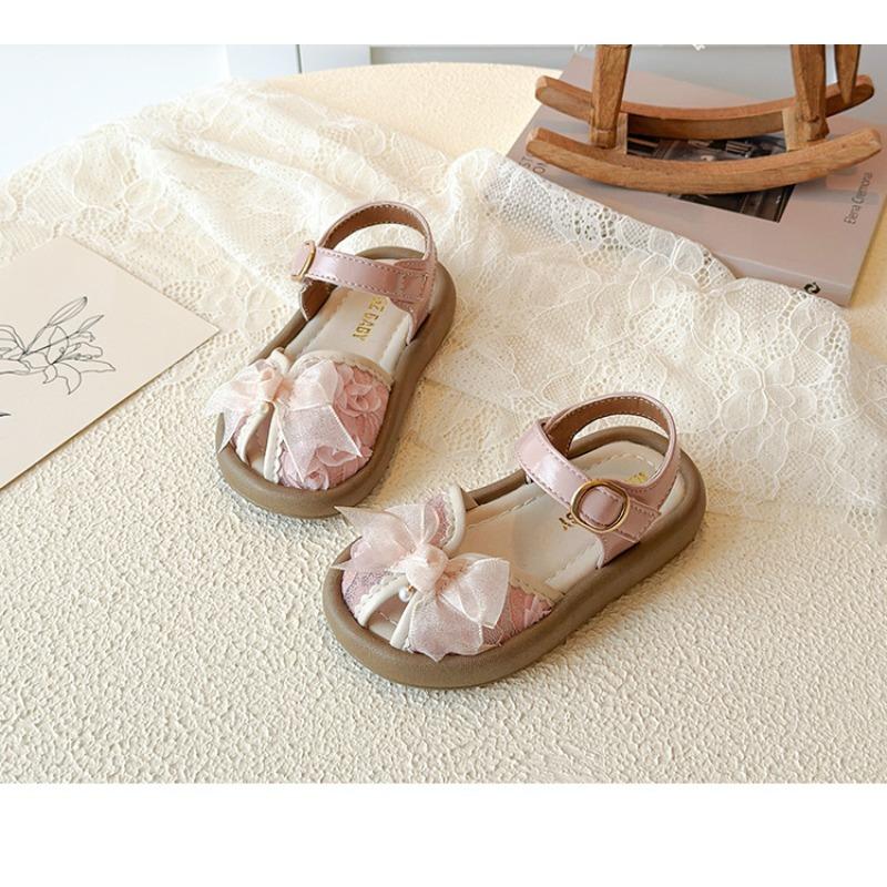 Summer Girls Bow Hollow Out Closed Toe Sandals Soft Sole Toddler Walking Shoes