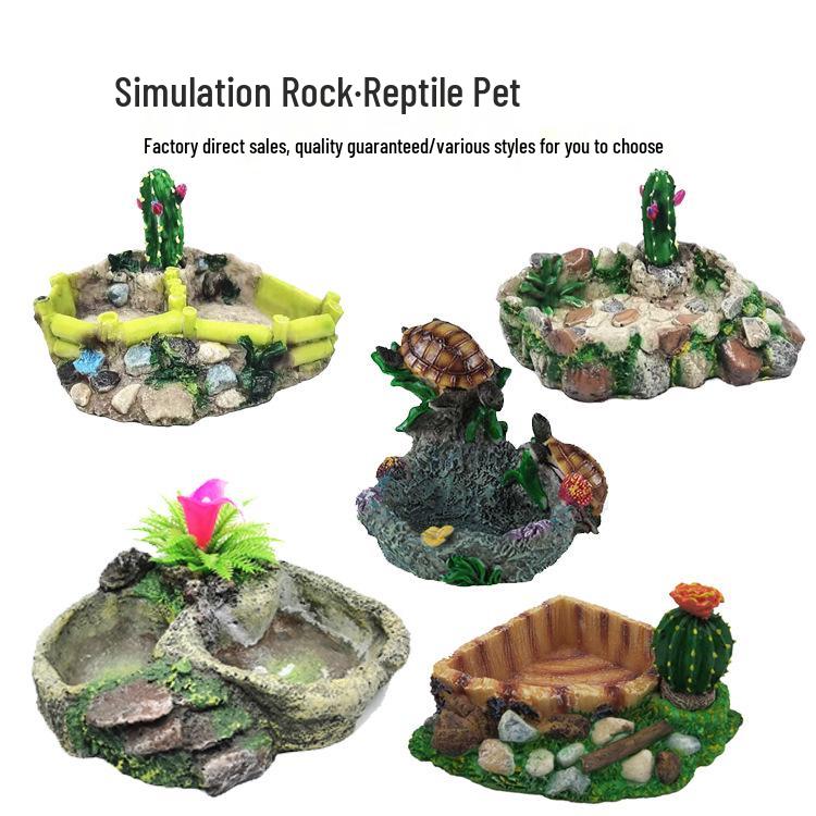 Resin Reptile & Turtle Water and Food Basin - Small Round Feeder Dish