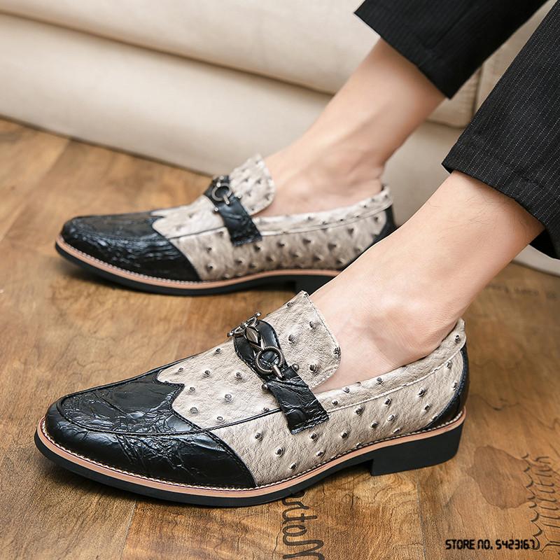 Fashion British Retro Fashion Novelty Two Tone Mix Flats Shoes For Men Casual Oxford Formal Dress Wedding Footwear Zapatillas Hombre