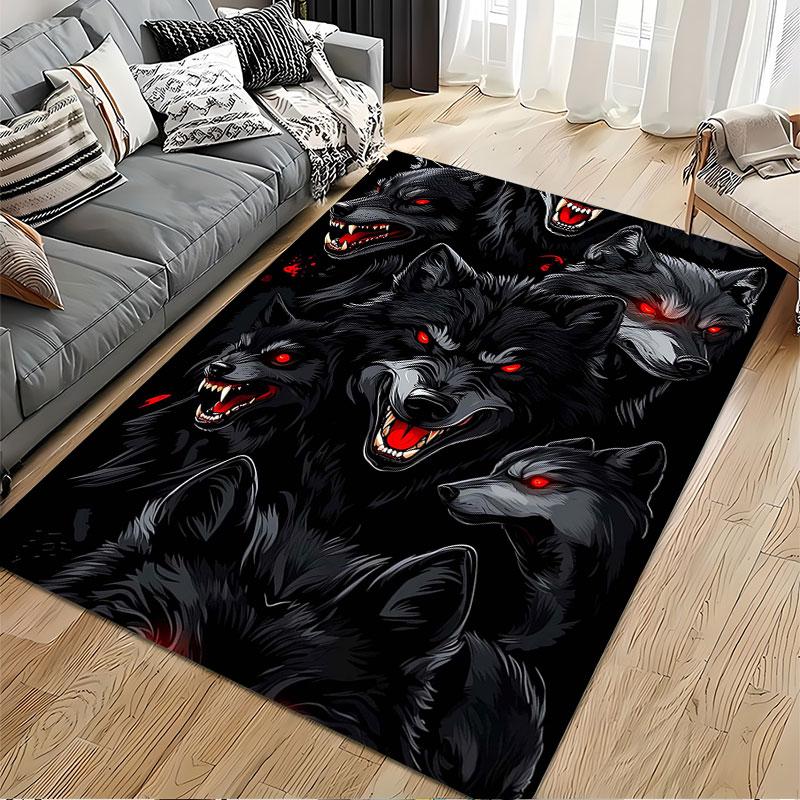 Fierce Wolves with Red Eyes Suitable As a Non-slip Mat for the Living Room or Bedroom Sofa