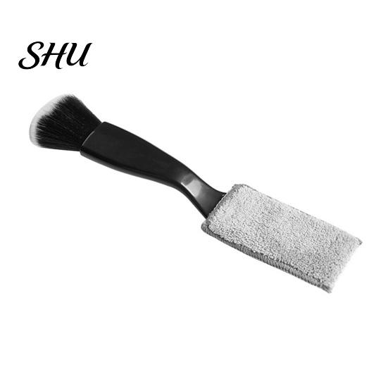 Long-term Use Car Brush Cleaning 2-in-1 Soft Bristles Portable Efficient Good Elasticity Anti-deform Arced Handle Comfortable Grip Bristle