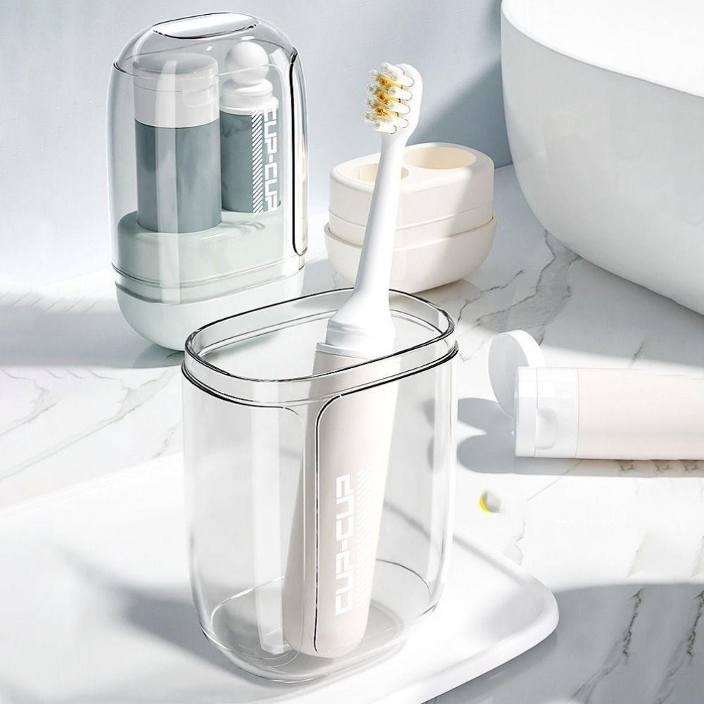 Portable 3 in 1 Travel Toothbrush Set Plastic Mouthwash Cup Toothpaste Storage Box for Daily Use