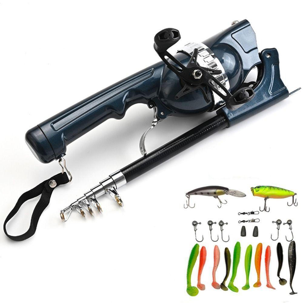 Foldable Fishing Rod 131cm Fish Tackle Set Mini Fish Pole Reel Combo Outdoor Fishing