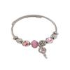 Adjustable Open Bangle Bracelet With DIY Beaded Pink Air Balloon Charm Stainless Steel