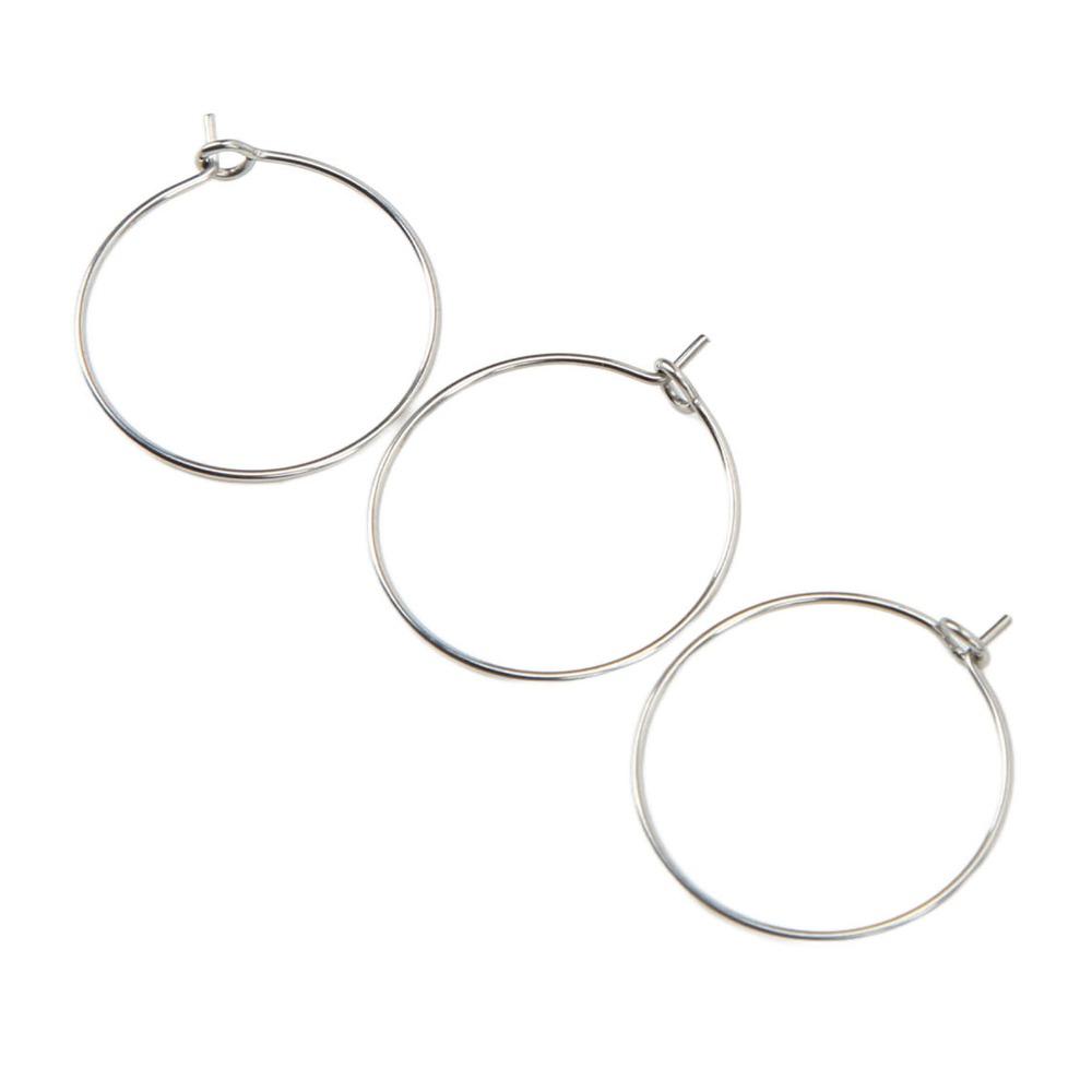 50pcs Stainless Steel Bulk Hoop Earrings Open Hoop Light Weight Wine Glass Rings Silver Round Hoop Ear Wires Party Favor